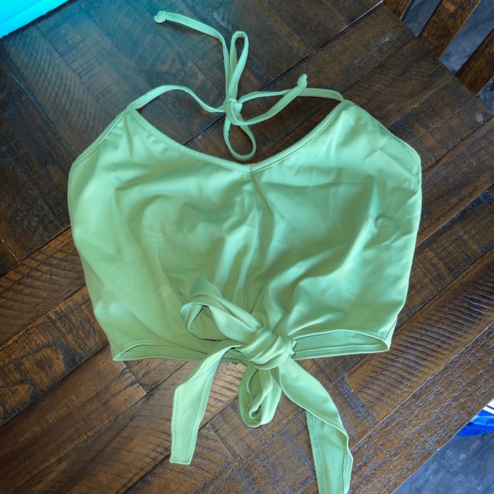 Kortni Jeane Light Green Tie-Front Bikini Top